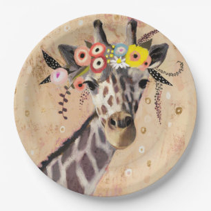 Krone Klimt Giraffen-  der Blumen Pappteller