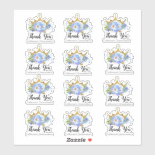 Krone mit Blumen Quinceañera Danke Set Aufkleber