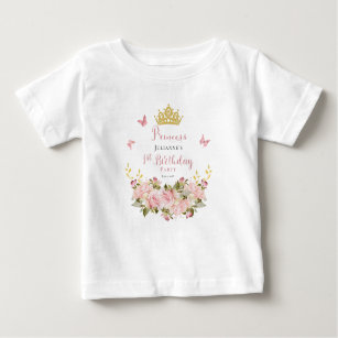 Krone   Schmetterlinge BlumenPrinzessin 1. Geburts Baby T-shirt