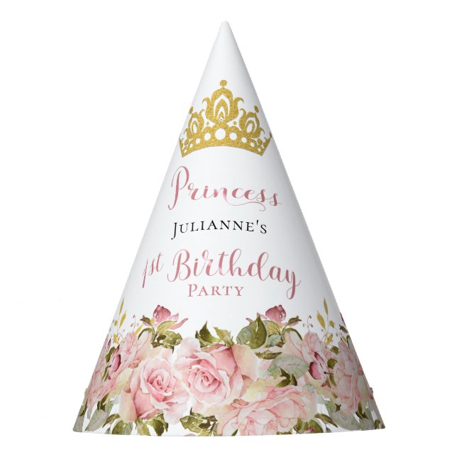 Krone | Schmetterlinge BlumenPrinzessin 1. Geburts Partyhütchen (Vorderseite)