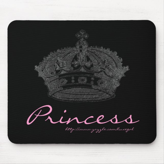 Krone schwarzes/rosa Mousepad (Vorne)
