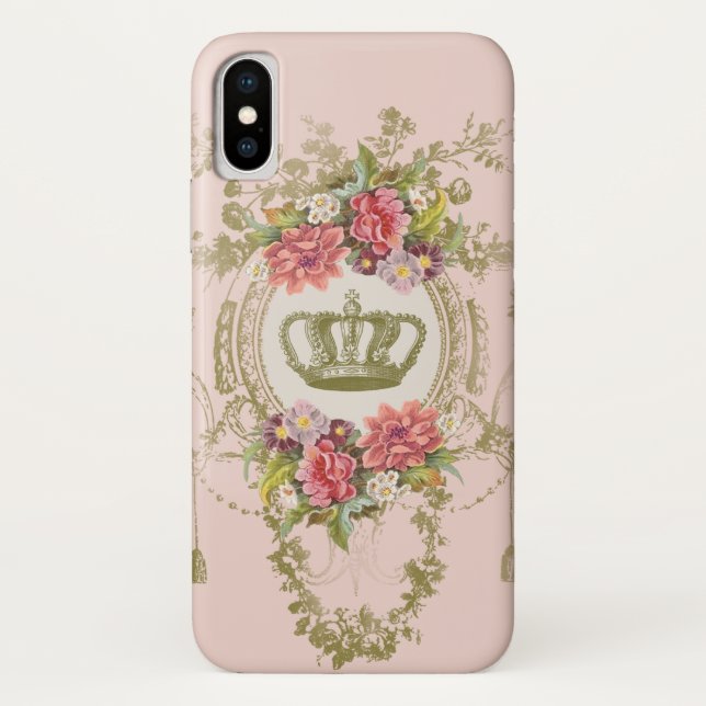 Krone und Blumen Case-Mate iPhone Hülle (Rückseite)