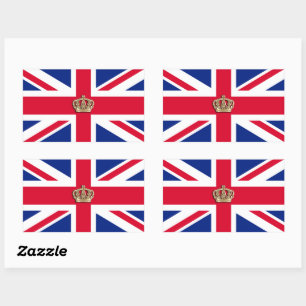 Krone und Union Jack Flagge Rechteckiger Aufkleber