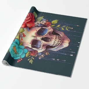 Krone von Petalen & Tränen, Schädel & Garten Flora Geschenkpapier