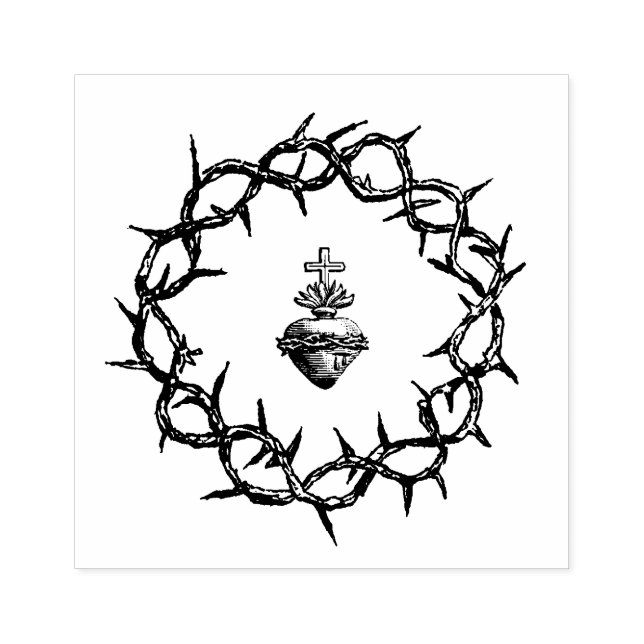 Krone von Thorn Heiliges Herz Jesu Religiös Gummistempel (Prägung)