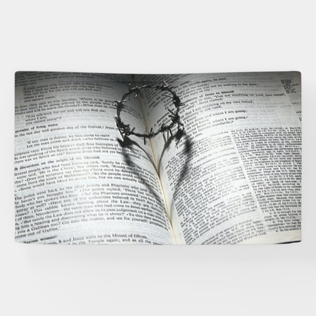 Krone von Thorns Herz und Bibel Banner (Horizontal)
