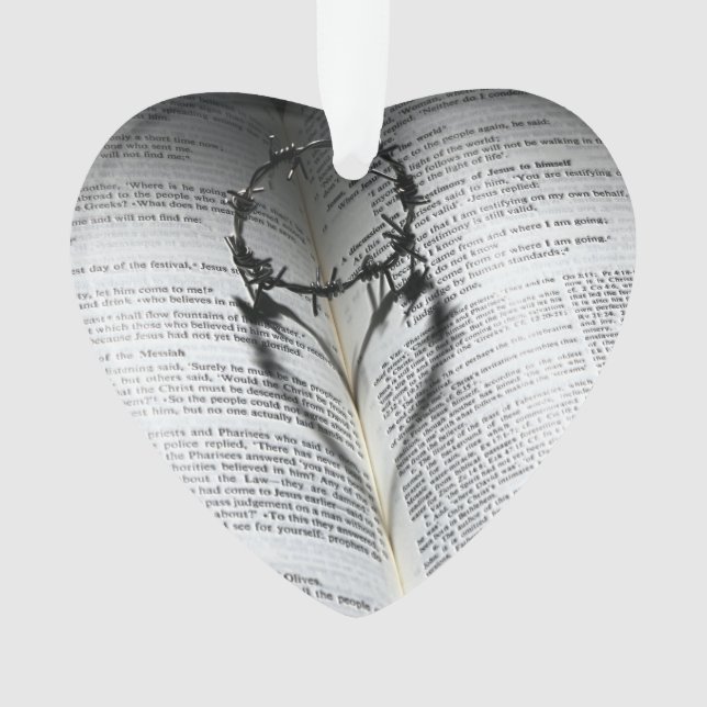 Krone von Thorns Herz und Bibel Ornament (Vorderseite)