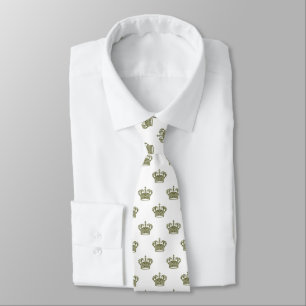Kronen 01 - Deep Olive on White Krawatte