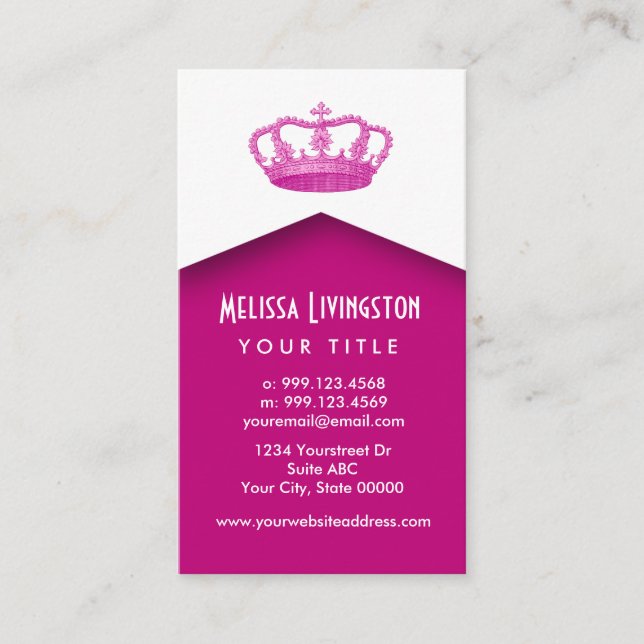 Kronen-Abgabe-Prinzessin-oder Königin-Schablone V9 Visitenkarte (Vorderseite)