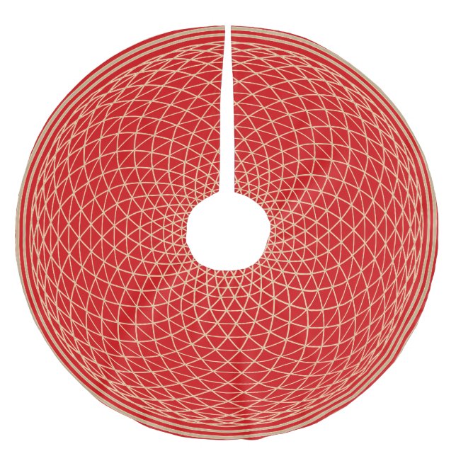 Kronen-Chakra-Mandala auf Rot Polyester Weihnachtsbaumdecke (Vorderseite)