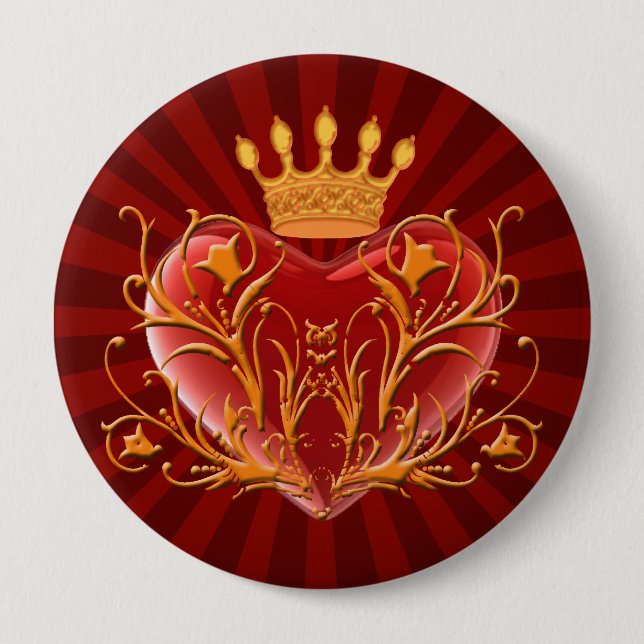 Kronen-Filigree-Herztasten Button (Vorderseite)