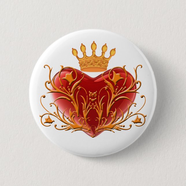 Kronen-Filigree-Herztasten Button (Vorderseite)