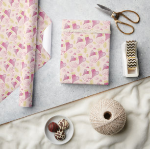 Kronen-Herz-Rosé- und Gold-Wasserfarbenmuster Geschenkpapier