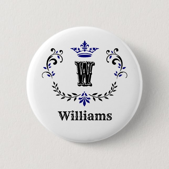 Kronen Kranz Monogramm 'W' Button (Vorderseite)