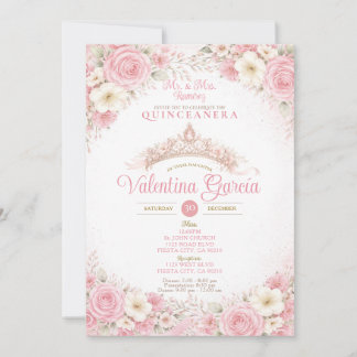 Kronen-Rotrosa Quinceañera-Einladung Einladung