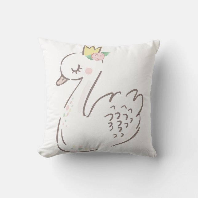 Kronen-Schwan-Baby-Mädchen Boho ätherisches Kissen (Vorderseite)