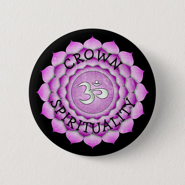 KRONEN-SPIRITUALITÄT LILA Chi Chakra Knopf Button (Vorderseite)