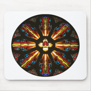 Kronen-und Kreuz-Buntglas-Kunst Mousepad