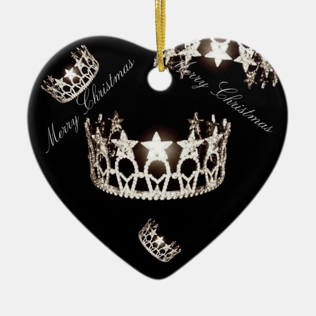 Kronen-Weihnachtsverzierung Fräulein-USA silberne Keramik Ornament (Vorne)