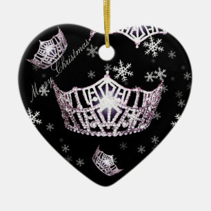 Kronen-Weihnachtsverzierung Miss Amerikas silberne Keramikornament