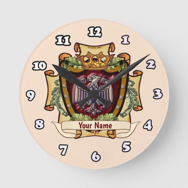 Kronenbanner Adlername Runde Wanduhr (Vorderseite)