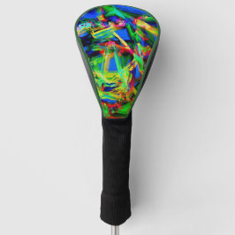 Kronenfarbene Quadrate, grüner Pinselstrich Golf Headcover