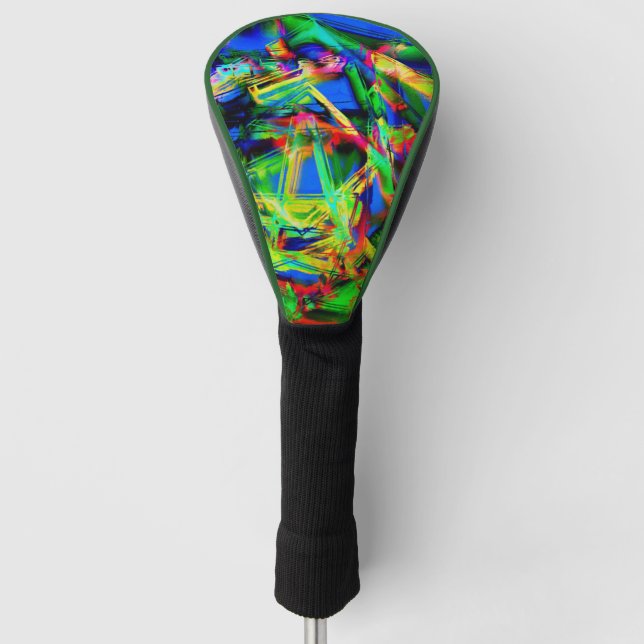 Kronenfarbene Quadrate, grüner Pinselstrich Golf Headcover (Vorderseite)