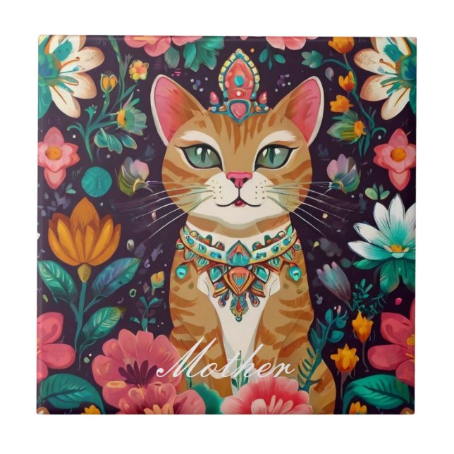 Kronenkatze Fliese (Vorderseite)