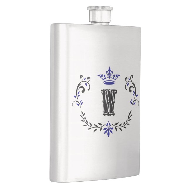 Kronenkranzmonogramm 'W' Flachmann (Rechts)