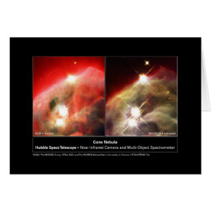 Kronennebel NGC 2264 Hubble Visible vs. Infrarot