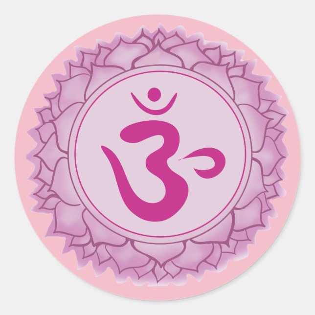 Kronenrosa Chakra Klassischer Rundsticker, glänzen Runder Aufkleber (Vorderseite)