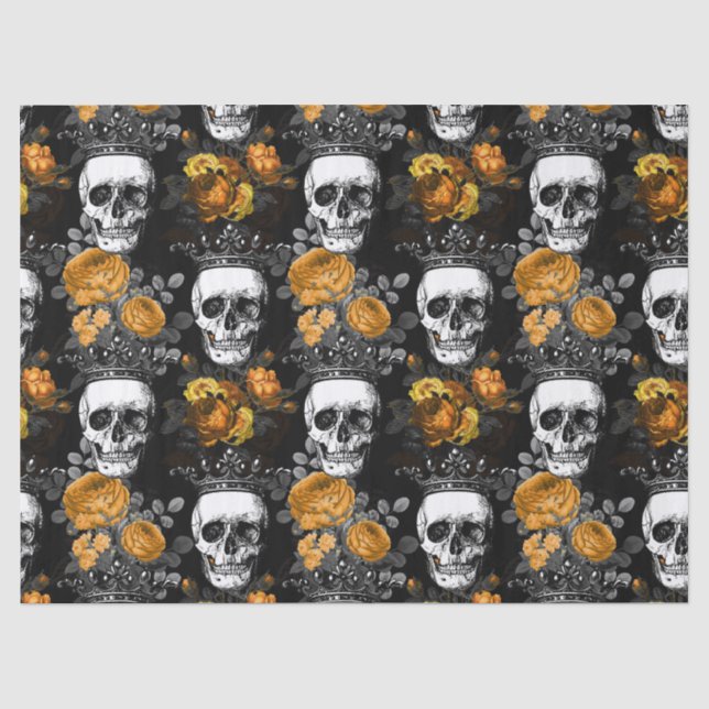 Kronenschalen mit orangen Rose Seidenpapier (Vorderseite)