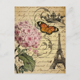 Kronenskript Hydrangea Vogel Französisch botanisch Postkarte