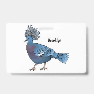 Kronentaube-Vogel-Cartoon-Illustration Ausweis