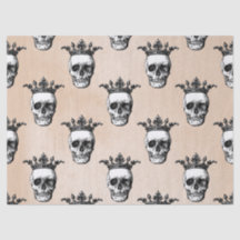 Kronenweißer Schädel auf Tan Decoupage
