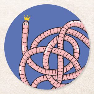 Kronenwurm aus Cartoon Runder Pappuntersetzer