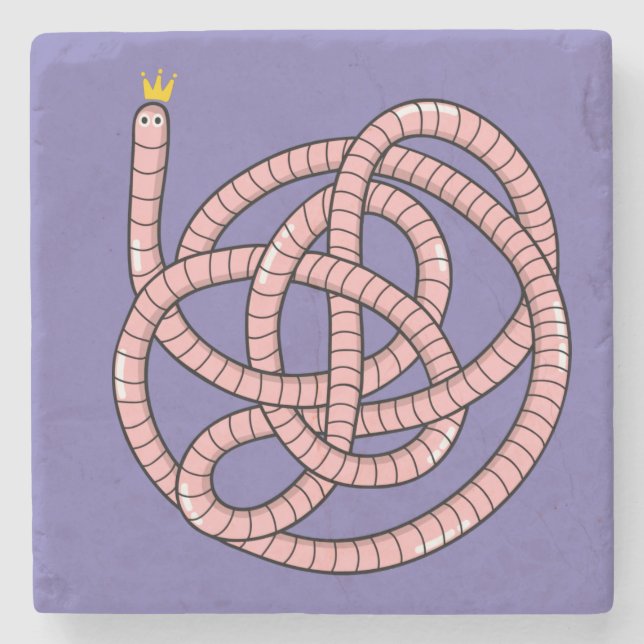 Kronenwurm aus Cartoon Steinuntersetzer (Vorderseite)