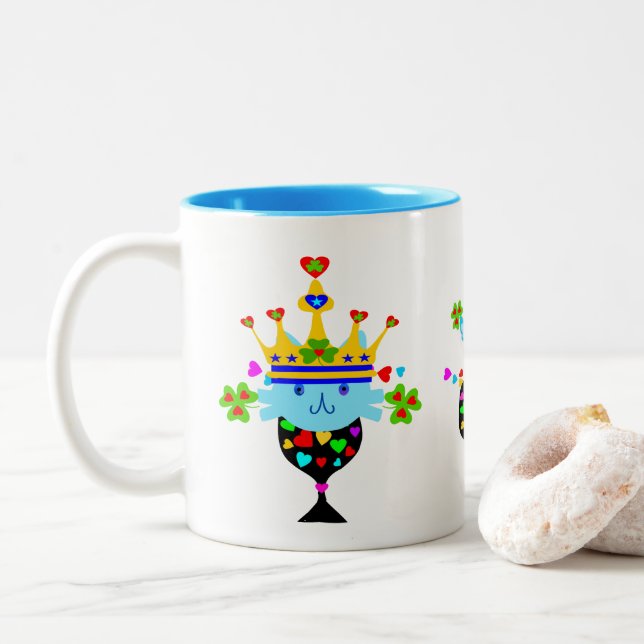 ☘ Kroning Irish King Cat Fabulous Classic Zweifarbige Tasse (Mit Donut)