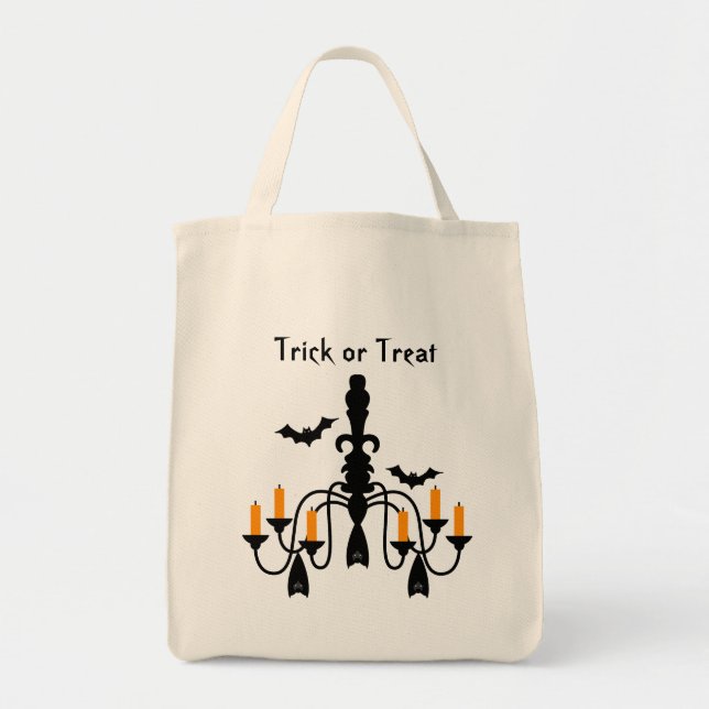 Kronleuchter aus Halloween-Kerzen und Fledermäusen Tragetasche (Vorne)