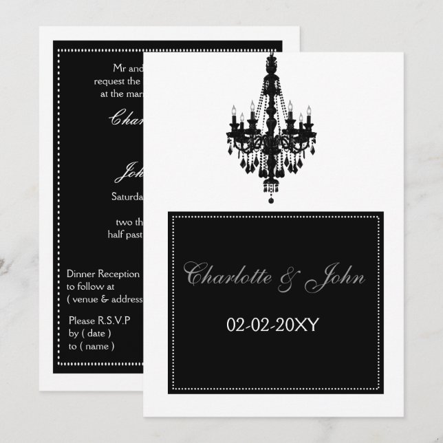Kronleuchter Hochzeitseinladung Einladung (Vorne/Hinten)