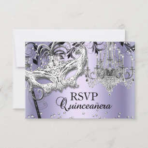 Kronleuchter-Maskerade Lila Quinceanera RSVP Einladung