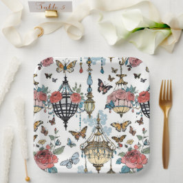 Kronleuchter mit Schmetterlingen Pappteller