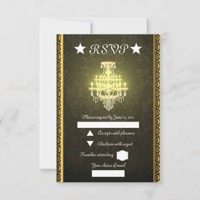 Kronleuchter RSVP Karte (Vorderseite)