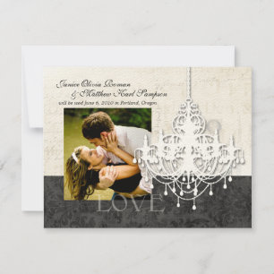 Kronleuchter Save the Date Ankündigungen