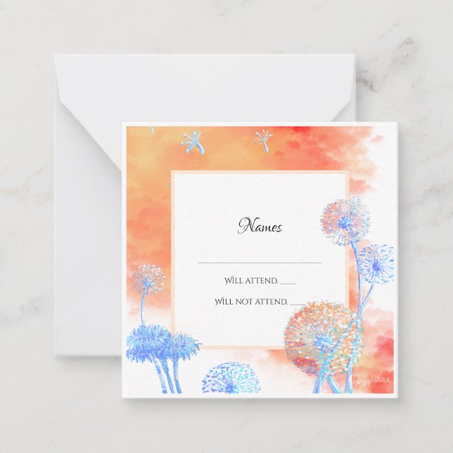 Kronleuchter und Aquarellwolken Hochzeit Rsvp Mitteilungskarte (Vorderseite)