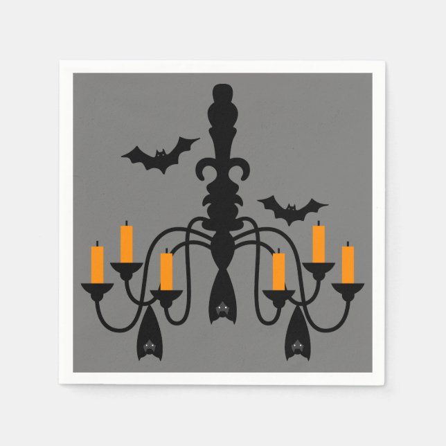 Kronleuchter von Halloween-Kerzen und Fledermäusen Serviette (Vorderseite)