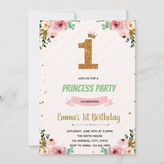 Kronprinzessin Einladung zum 1. Geburtstag (Vorderseite)