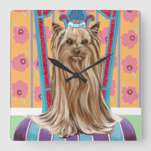 Kronprinzessin Yorkie Quadratische Wanduhr