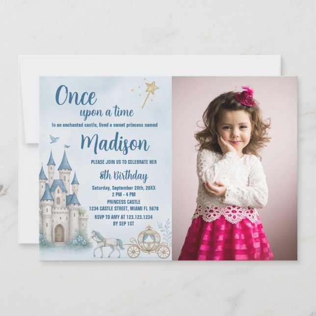 Kronprinzessin zum Geburtstag Einladung mit Foto (Vorderseite)