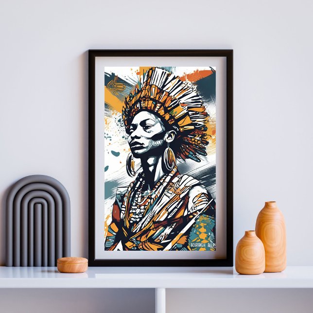 Krönt im Erbe - Afrozentrische Stammeskönigin Poster (Von Creator hochgeladen)